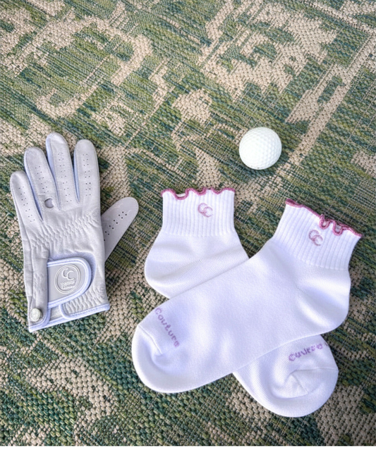 The CC Ruffle Socks - Course Couture Womens Golf Glove GolfGlove with Ring Hole Wedding Ring Golf Apparel accessories