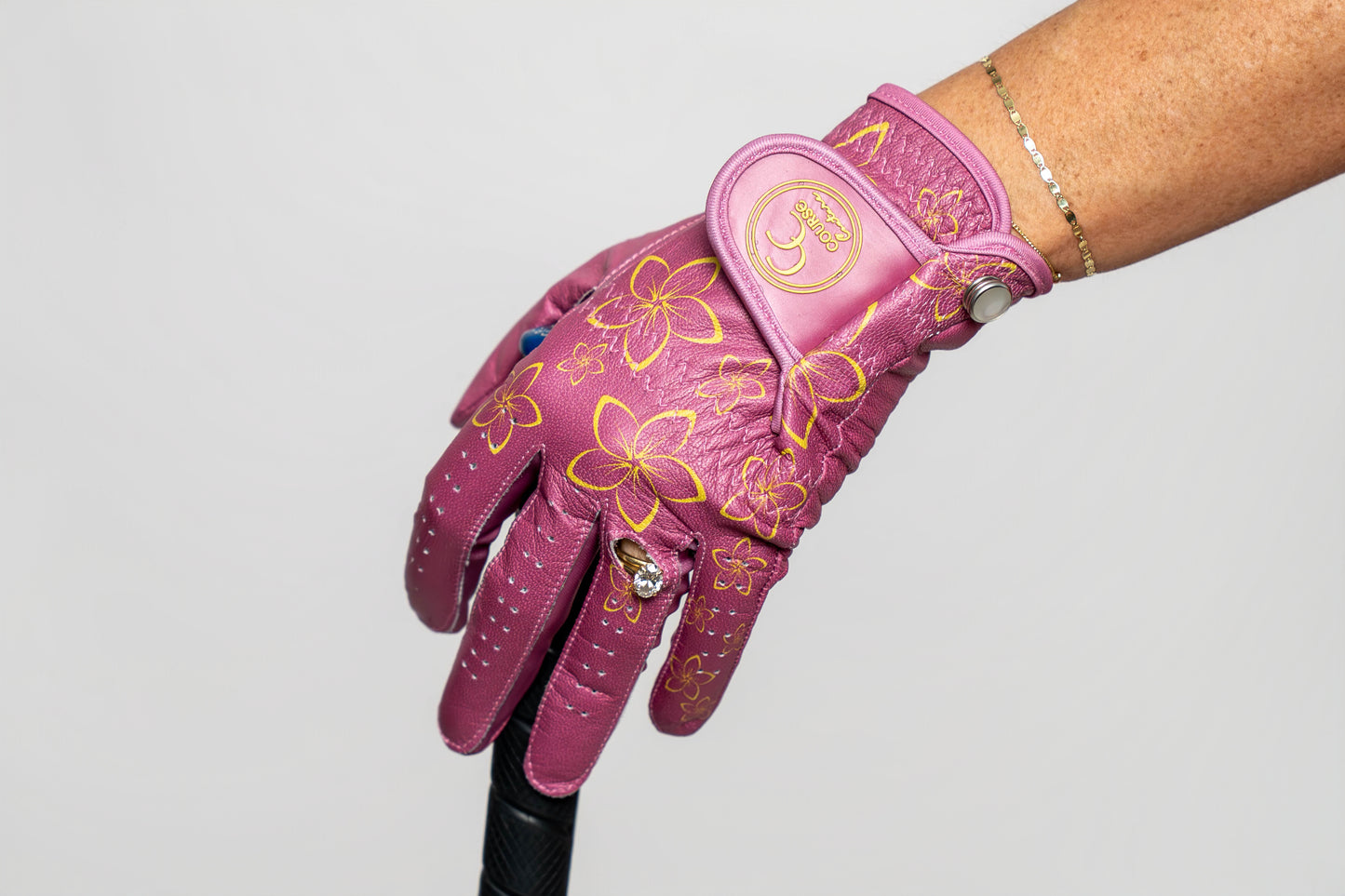 The Tropical Bloom Glove - Course Couture Womens Golf Glove GolfGlove with Ring Hole Wedding Ring Golf Apparel accessories