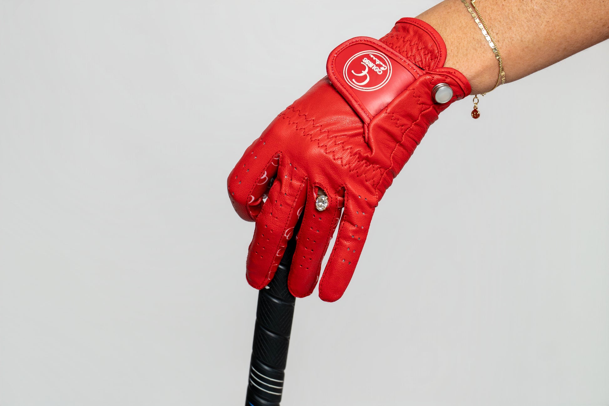 The Crimson Signature Glove - Course Couture Womens Golf Glove GolfGlove with Ring Hole Wedding Ring Golf Apparel accessories