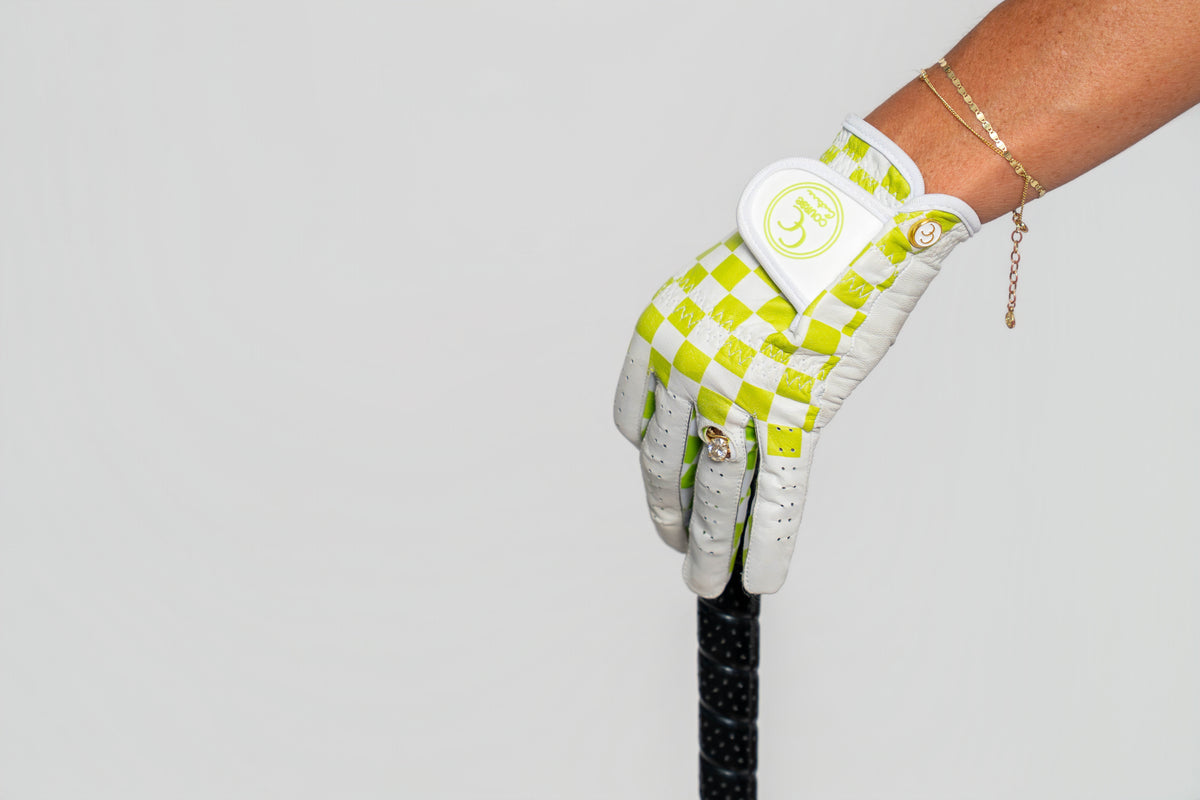 The Electric Lime Glove - Course Couture Womens Golf Glove GolfGlove with Ring Hole Wedding Ring Golf Apparel accessories