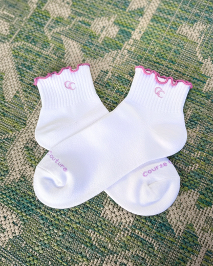The CC Ruffle Socks - Course Couture Womens Golf Glove GolfGlove with Ring Hole Wedding Ring Golf Apparel accessories